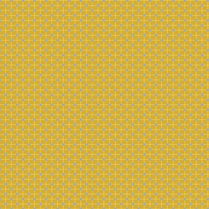French Country linen yellow checkered print on dark yellow with medium dots 2