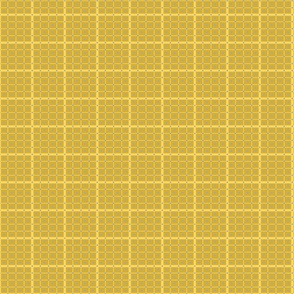 French Country linen yellow checkered print on dark yellow with small dots