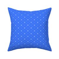 French Country linen blue with small medium and large blue dots 