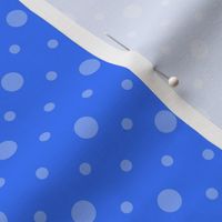 French Country linen blue with large and medium blue dots 