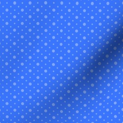 French Country linen blue with small and medium blue dots 