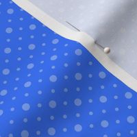 French Country linen blue with small and medium blue dots 