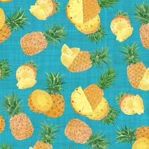 Pretty Pineapples   |      Mid-scale on Turquoise Blue