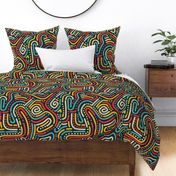 Abstract tribal line art bright retro -  Large scale