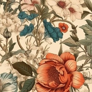 Beautiful Orange Flowers and Roses. Botanical Design 
