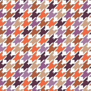 Classic Parisienne Pied de poule vintage fall plaid houndstooth design french fashion orange purple halloween palette 