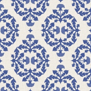  French Linen Dandelion Berry Blue Oval 12