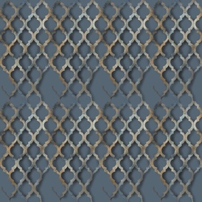 Rusty Trellis On Dusty Blue