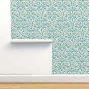 (L) French Country Medallion Ogee Ocean Turquoise Modern Damask Moroccan Tile