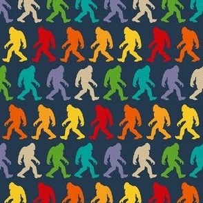 Small Scale Colorful Sasquatch on Navy