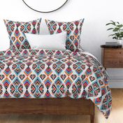 Diamonds Ikat, hand painted on canvas colorful traditional native southwest abstract ethno geometric Ikat design