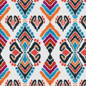 Diamonds Ikat, hand painted on canvas colorful traditional native southwest abstract ethno geometric Ikat design