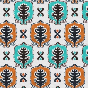 Ikat Pattern in mint and ochre colors