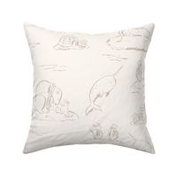 large Holiday north pole toile in cream and beige