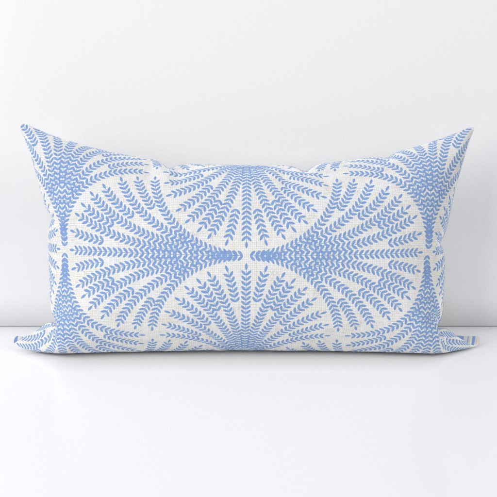 Art Deco Scallops French Herbs Linen Light Blue