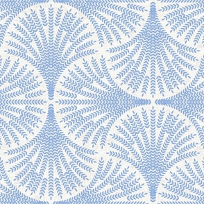 Art Deco Scallops French Herbs Linen Light Blue