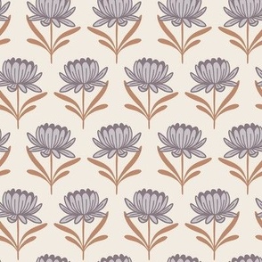 Modern Aster Floral for Home Decor - Plum and Lilac, Medium Scale