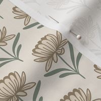 Modern Aster Floral for Home Decor - Bronze and Beige, Medium Scale