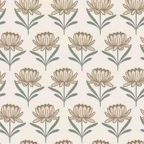 Modern Aster Floral for Home Decor - Bronze and Beige, Medium Scale