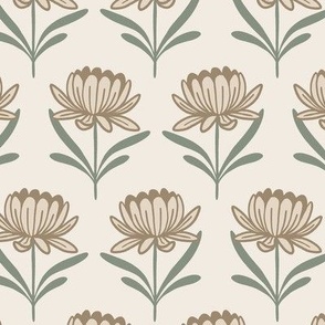 Modern Aster Floral for Home Decor - Bronze and Beige, Large Scale