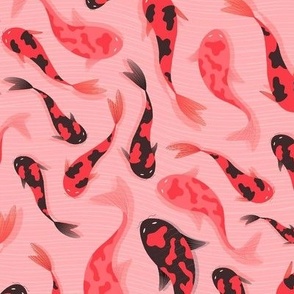 Pink and Red Japanese koi fish seamless pattern 