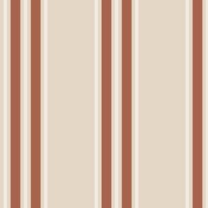 Multi Balanced Stripe - Beige and Rust, Medium Scale