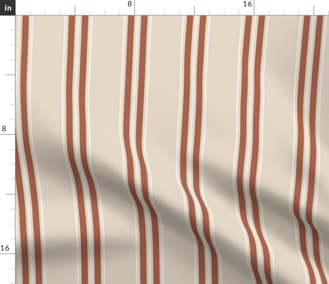 Multi Balanced Stripe - Beige and Rust, Medium Scale