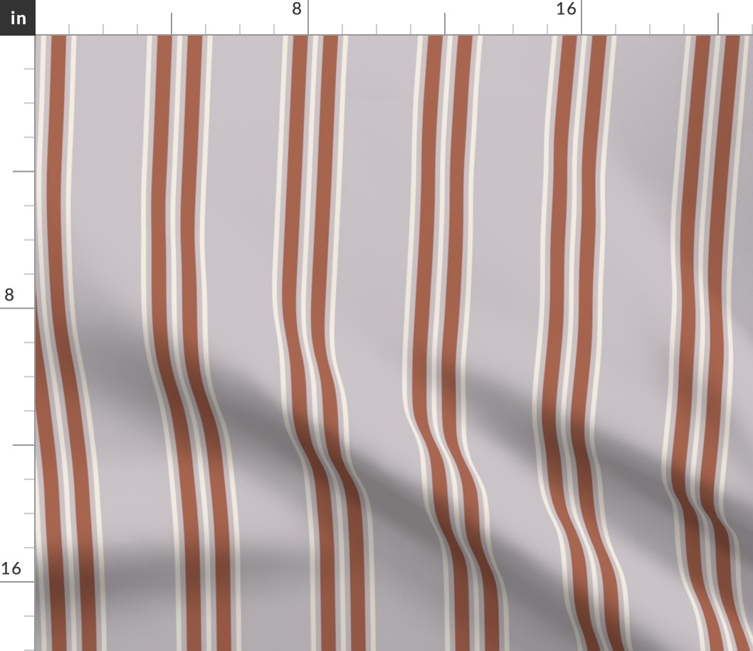 Multi Balanced Stripe - Lilac and Rust, Medium Scale
