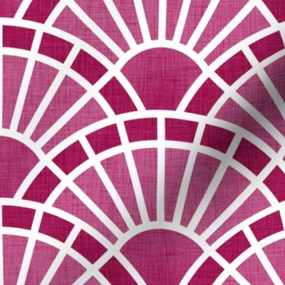Serene Sunshine- 18 Bubble Gum- Art Deco Wallpaper- Geometric Minimalist Monochromatic Scalloped Suns- Petal Cotton Solids Coordinate- Medium- Magenta- Hot Pink- Barbiecore- Raspberry