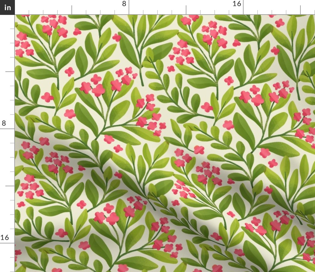 Seamless tropical floral pattern (pink)