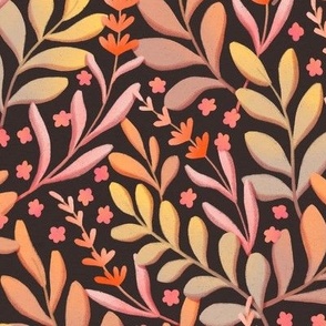 Seamless tropical pattern in different orange shades 