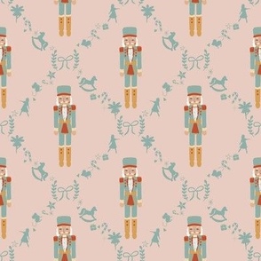 small Holiday Nutcracker in Coral and Teal