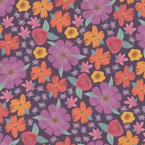 Sweet Escape Floral, Purple Autumn-XLARGE