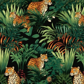 Leopards in an Hermes Jungle Gouache Watercolor
