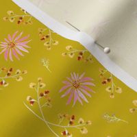 Colette's Garden Floral Stripe on Mustard Yellow