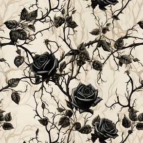 Black Roses on Cream