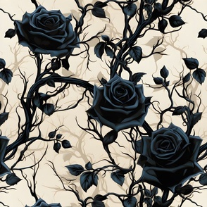 Gothic Black Roses on Cream