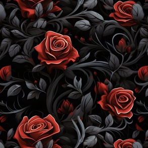 Gothic Red Roses on Black