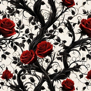 Gothic Roses on White 