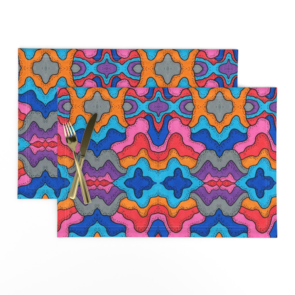Trippy Trip to Mountains - hand-drawn colorful bold psychedelic mountains peaks range hills