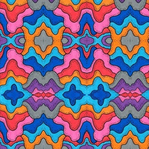 Trippy Trip to Mountains - hand-drawn colorful bold psychedelic mountains peaks range hills