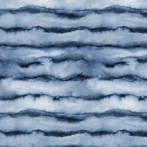 Dreamy Indigo Watercolor wonky stripes, hand-painted watercolour nordic navy blue aquatic  abstract ethereal dreamy scenery, landscape, coastal nautical chic wild winter ocean ocean