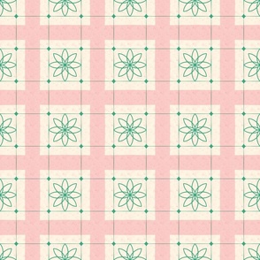 Cottage Floral Grid (18") - pink, green (ST2022CFG)