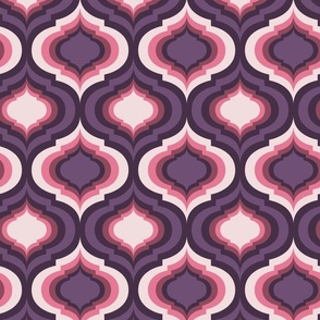 Magical retro lantern geometric, quatrefoil ogee - purple, bubblegum pink, and piglet on dark purple- Magical Meadow Collection -medium