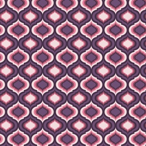 Magical retro lantern geometric, quatrefoil ogee - purple, bubblegum pink, and piglet on dark purple- Magical Meadow Collection - small