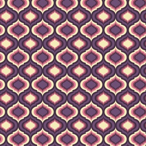 Magical retro lantern geometric, quatrefoil ogee - purple, bubblegum pink, and butter on dark purple- Magical Meadow Collection - small