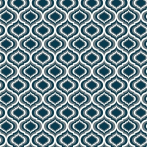 Magical retro lantern geometric, quatrefoil ogee - Slate and Prussian blue on natural white - Magical Meadow Collection - small
