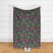 Maximalist Pickle Ball Abstract Flower - Green on PInk