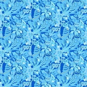 Cobalt Blue - Small - Maximalist Moody Owl Jungle Wallpaper ©designsbyroochita updated