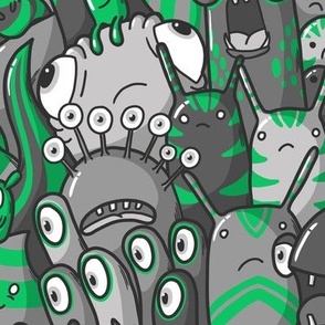 monster party - grey and green